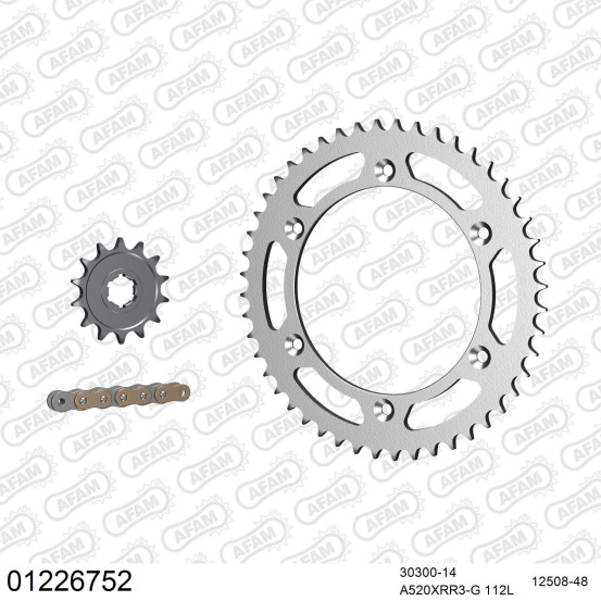 Kit chaine 520 AFAM - Couronne acier - Type de chaine au choix - YAMAHA WR 250 Z 1998-1999