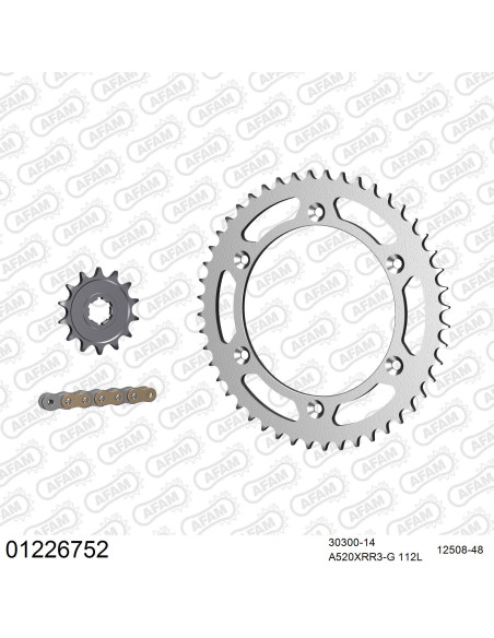 Kit chaine 520 AFAM - Couronne acier - Type de chaine au choix - YAMAHA WR 250 Z 1998-1999