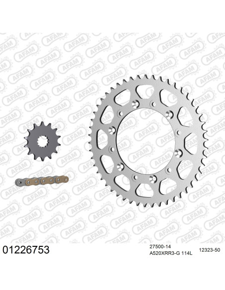 Kit chaine 520 AFAM - Couronne acier - Type de chaine au choix - YAMAHA WR 250 Z 2000-2001