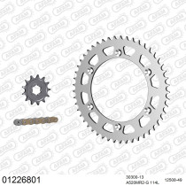 Kit chaine 520 AFAM - Couronne acier - Type de chaine au choix - YAMAHA YZ 250 1994-1997