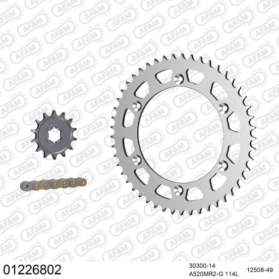 Kit chaine 520 AFAM - Couronne acier - Type de chaine au choix - YAMAHA YZ 250 1995