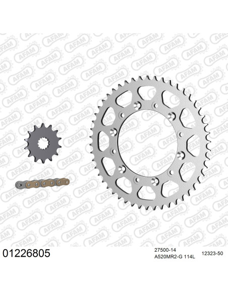 Kit chaine 520 AFAM - Couronne acier - Type de chaine au choix - YAMAHA YZ 250 1999-2001