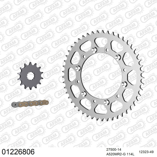 Kit chaine 520 AFAM - Couronne acier - Type de chaine au choix - YAMAHA YZ 250 2002-2005