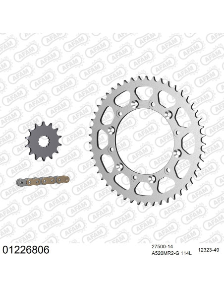 Kit chaine 520 AFAM - Couronne acier - Type de chaine au choix - YAMAHA YZ 250 2002-2005