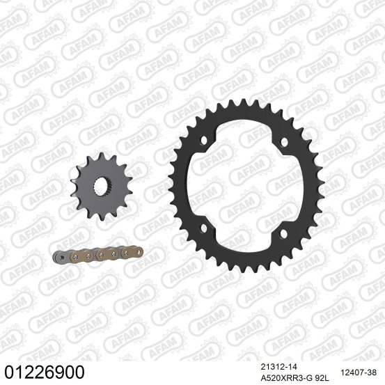 Kit chaine 520 AFAM - Couronne acier - Type de chaine au choix - YAMAHA YFM 250 R 2008-2013