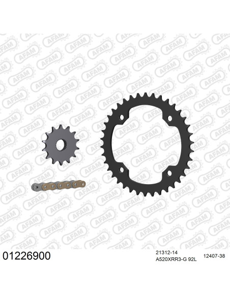 Kit chaine 520 AFAM - Couronne acier - Type de chaine au choix - YAMAHA YFM 250 R 2008-2013