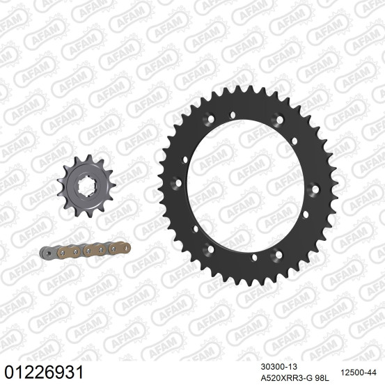 Kit chaine 520 AFAM - Couronne acier - Type de chaine au choix - YAMAHA YTZ 250 1985-1986