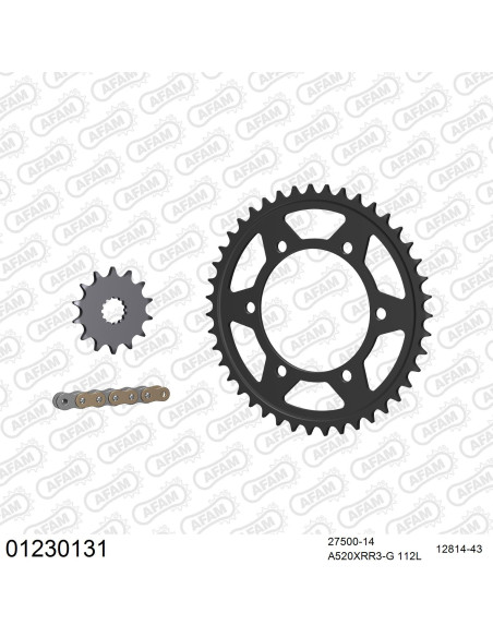 Kit chaine 520 AFAM - Couronne acier - Type de chaine au choix - YAMAHA MT-03 2016-2022