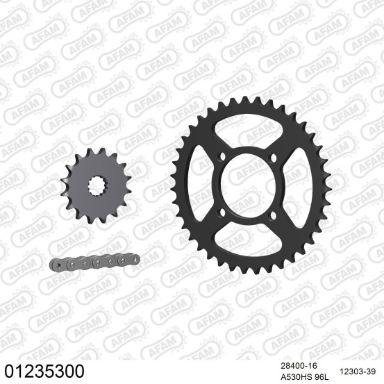 Kit chaine 530 AFAM - Couronne acier - Type de chaine au choix - YAMAHA RD 350 A / B 1974-1976