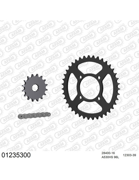 Kit chaine 530 AFAM - Couronne acier - Type de chaine au choix - YAMAHA RD 350 A / B 1974-1976