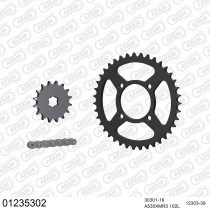 Kit chaine 530 AFAM - Couronne acier - Type de chaine au choix - YAMAHA RD 350 LC 4LO 1980-1982