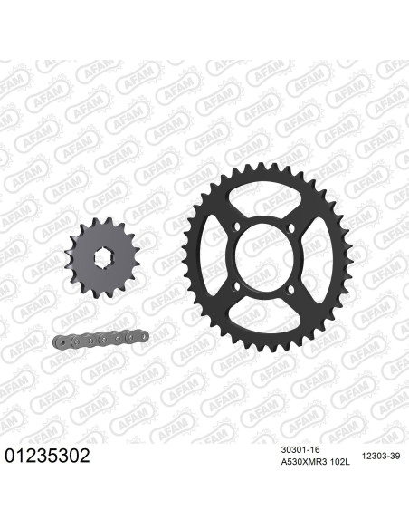 Kit chaine 530 AFAM - Couronne acier - Type de chaine au choix - YAMAHA RD 350 LC 4LO 1980-1982