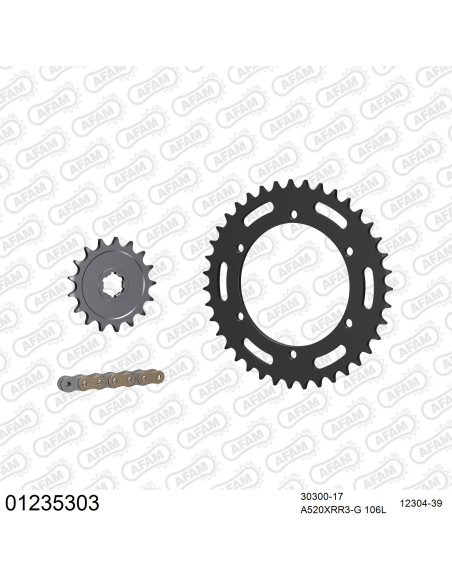 Kit chaine 520 AFAM - Couronne acier - Type de chaine au choix - YAMAHA RD 350 LC 1983-1992