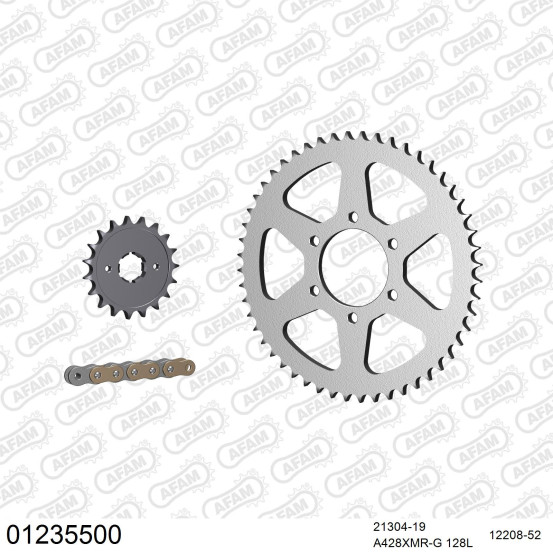 Kit chaine 428 AFAM - Couronne acier - Type de chaine au choix - YAMAHA XT 350 1985-1998