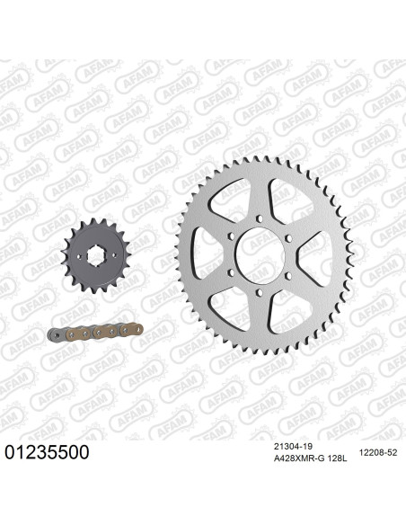 Kit chaine 428 AFAM - Couronne acier - Type de chaine au choix - YAMAHA XT 350 1985-1998