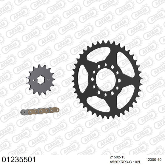 Kit chaine 520 AFAM - Couronne acier - Type de chaine au choix - YAMAHA XT 350 1985-1998