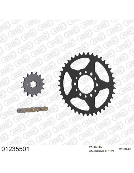 Kit chaine 520 AFAM - Couronne acier - Type de chaine au choix - YAMAHA XT 350 1985-1998