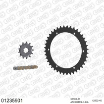 Kit chaine 520 AFAM - Couronne acier - Type de chaine au choix - YAMAHA YFM 350 X WARRIOR 1989-2004