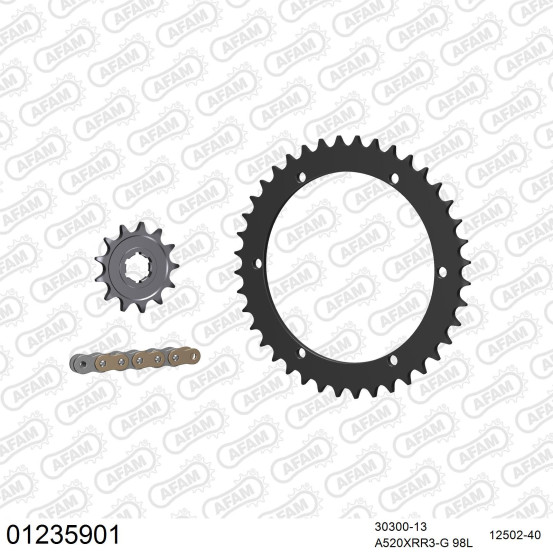 Kit chaine 520 AFAM - Couronne acier - Type de chaine au choix - YAMAHA YFM 350 X WARRIOR 1989-2004