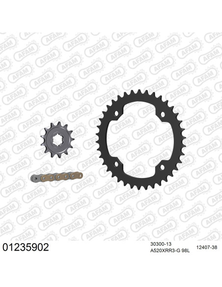 Kit chaine 520 AFAM - Couronne acier - Type de chaine au choix - YAMAHA 350 YFM-R 2004-2013