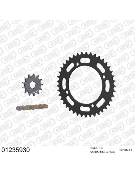 Kit chaine 520 AFAM - Couronne acier - Type de chaine au choix - YAMAHA YZF 350 BANSHEE 1987-1988