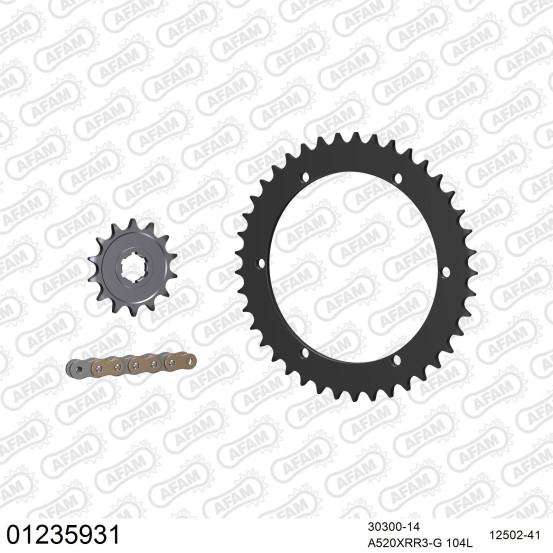 Kit chaine 520 AFAM - Couronne acier - Type de chaine au choix - YAMAHA YFZ 350 BANSHEE 1989-2009