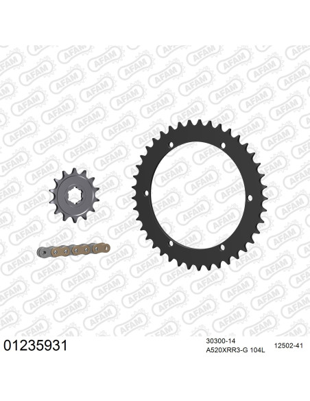 Kit chaine 520 AFAM - Couronne acier - Type de chaine au choix - YAMAHA YFZ 350 BANSHEE 1989-2009