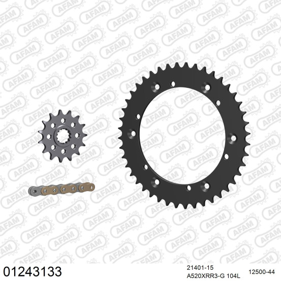 Kit chaine 520 AFAM - Couronne acier - Type de chaine au choix - YAMAHA SR 400 2014-2016