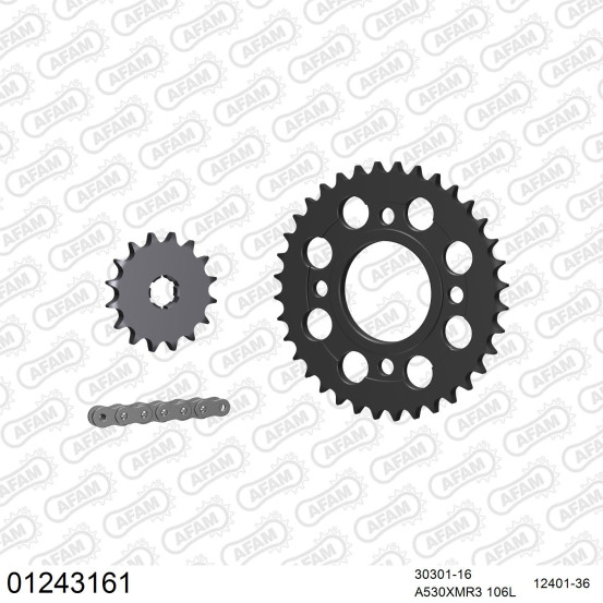 Kit chaine 530 AFAM - Couronne acier - Type de chaine au choix - YAMAHA XS 400 US 1980-1981
