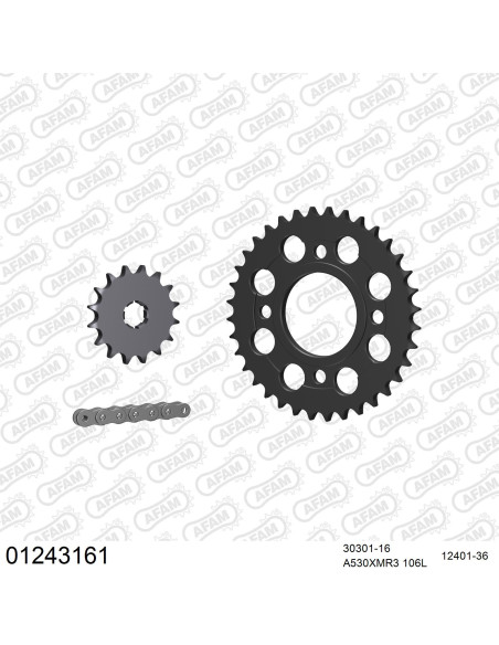 Kit chaine 530 AFAM - Couronne acier - Type de chaine au choix - YAMAHA XS 400 US 1980-1981