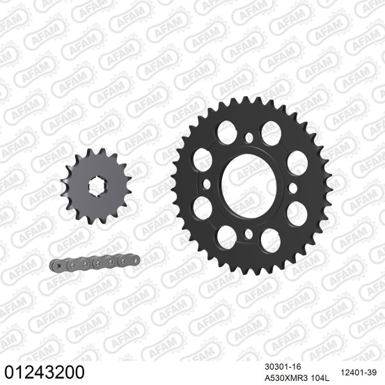 Kit chaine 530 AFAM - Couronne acier - Type de chaine au choix - YAMAHA XS 400 2A2 1978-1980