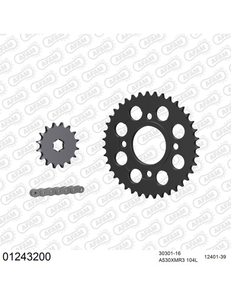 Kit chaine 530 AFAM - Couronne acier - Type de chaine au choix - YAMAHA XS 400 2A2 1978-1980