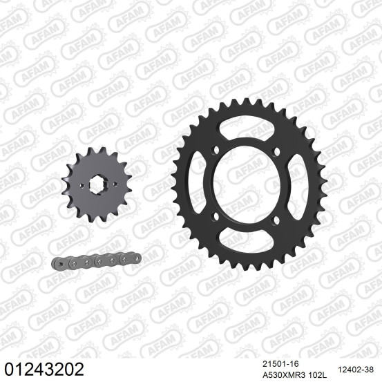 Kit chaine 530 AFAM - Couronne acier - Type de chaine au choix - YAMAHA XS 400 DOHC 1982-1986