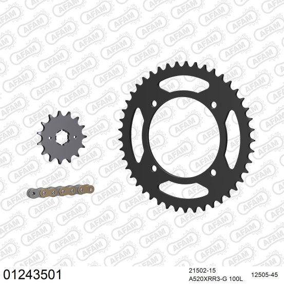 Kit chaine 520 AFAM - Couronne acier - Type de chaine au choix - YAMAHA XT 400 4 VALVE 1982-1984