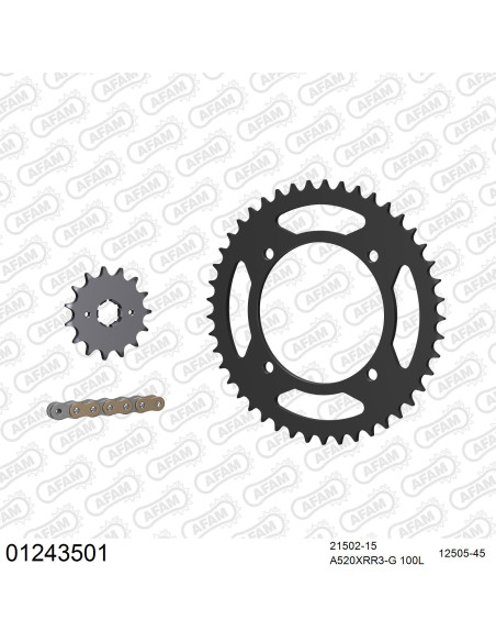 Kit chaine 520 AFAM - Couronne acier - Type de chaine au choix - YAMAHA XT 400 4 VALVE 1982-1984