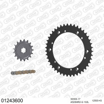Kit chaine 520 AFAM - Couronne acier - Type de chaine au choix - YAMAHA DT 400 MX 1977-1978