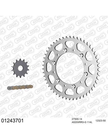 Kit chaine 520 AFAM - Couronne acier - Type de chaine au choix - YAMAHA WR 400 F 1999
