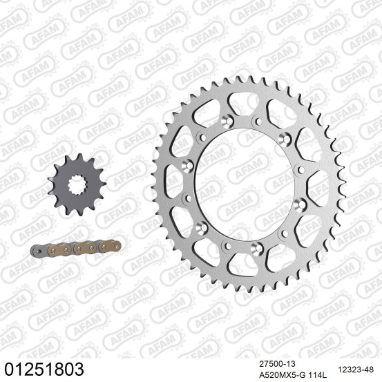 Kit chaine 520 AFAM - Couronne acier - Type de chaine au choix - YAMAHA 450 YZF 2015-2019