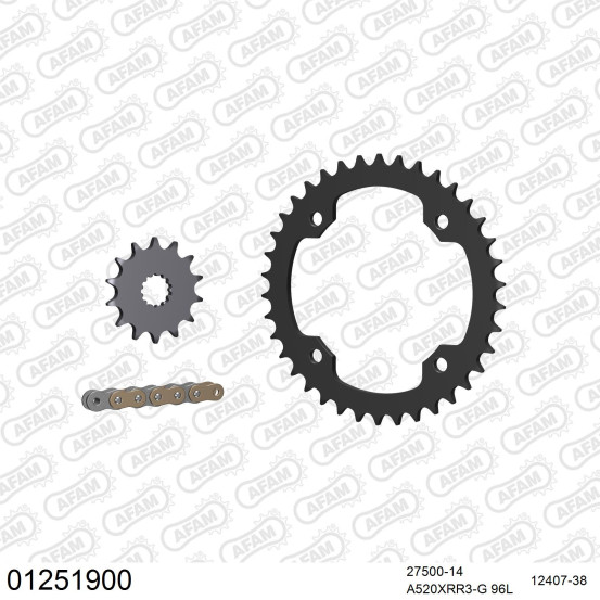 Kit chaine 520 AFAM - Couronne acier - Type de chaine au choix - YAMAHA YFZ 450 QUAD S 2003-2013