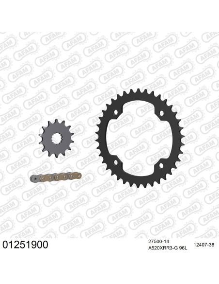 Kit chaine 520 AFAM - Couronne acier - Type de chaine au choix - YAMAHA YFZ 450 QUAD S 2003-2013