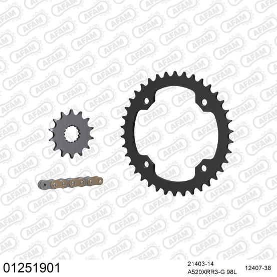 Kit chaine 520 AFAM - Couronne acier - Type de chaine au choix - YAMAHA YFZ 450 R 2009-2023