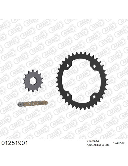 Kit chaine 520 AFAM - Couronne acier - Type de chaine au choix - YAMAHA YFZ 450 R 2009-2023