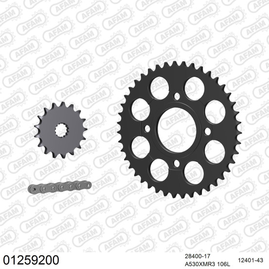 Kit chaine 530 AFAM - Couronne acier - Type de chaine au choix - YAMAHA XS 500 D 1978-1979