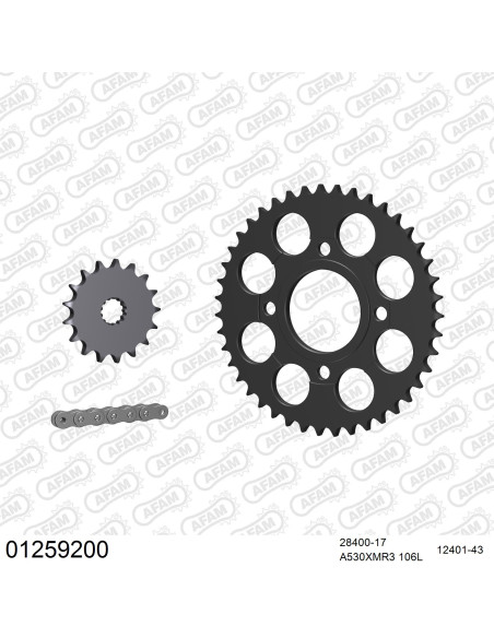 Kit chaine 530 AFAM - Couronne acier - Type de chaine au choix - YAMAHA XS 500 D 1978-1979