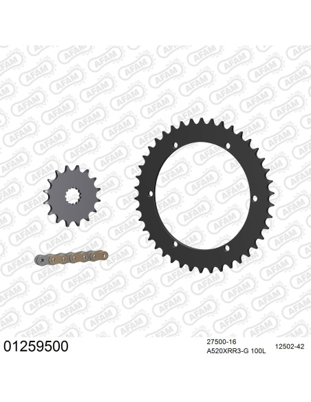Kit chaine 520 AFAM - Couronne acier - Type de chaine au choix - YAMAHA XT 500 1976-1989