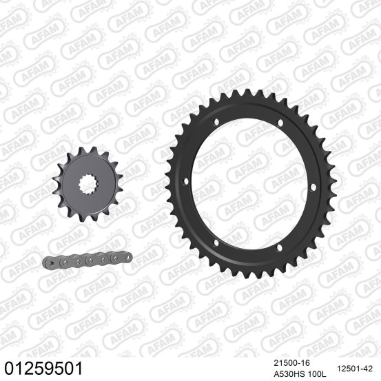Kit chaine 530 AFAM - Couronne acier - Type de chaine au choix - YAMAHA XT 500 1976-1989
