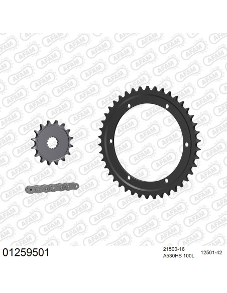 Kit chaine 530 AFAM - Couronne acier - Type de chaine au choix - YAMAHA XT 500 1976-1989