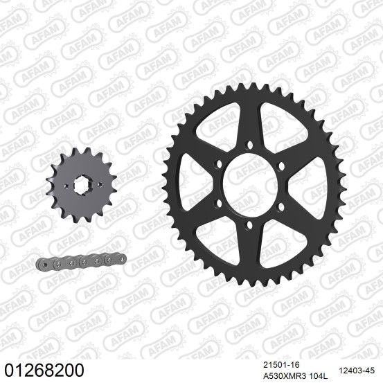 Kit chaine 530 AFAM - Couronne acier - Type de chaine au choix - YAMAHA XJ 550 1981-1984