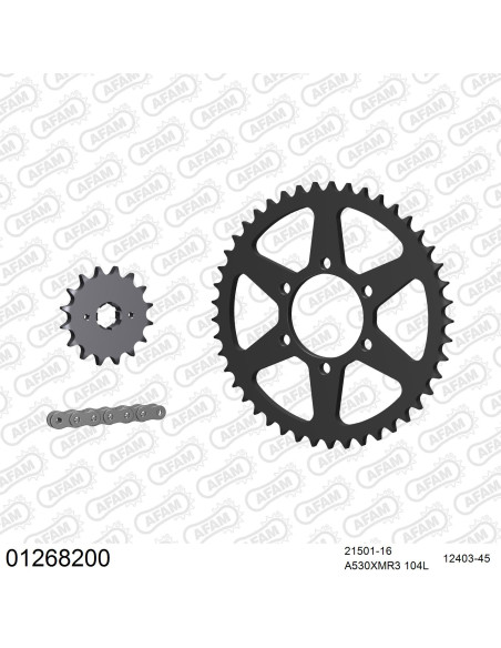Kit chaine 530 AFAM - Couronne acier - Type de chaine au choix - YAMAHA XJ 550 1981-1984