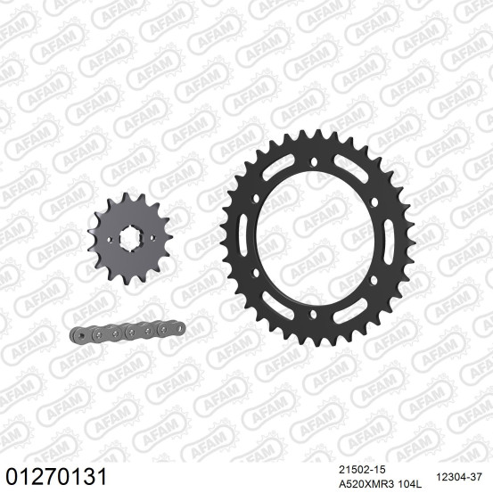 Kit chaine 520 AFAM - Couronne acier - Type de chaine au choix - YAMAHA SRX 600 1985-1993